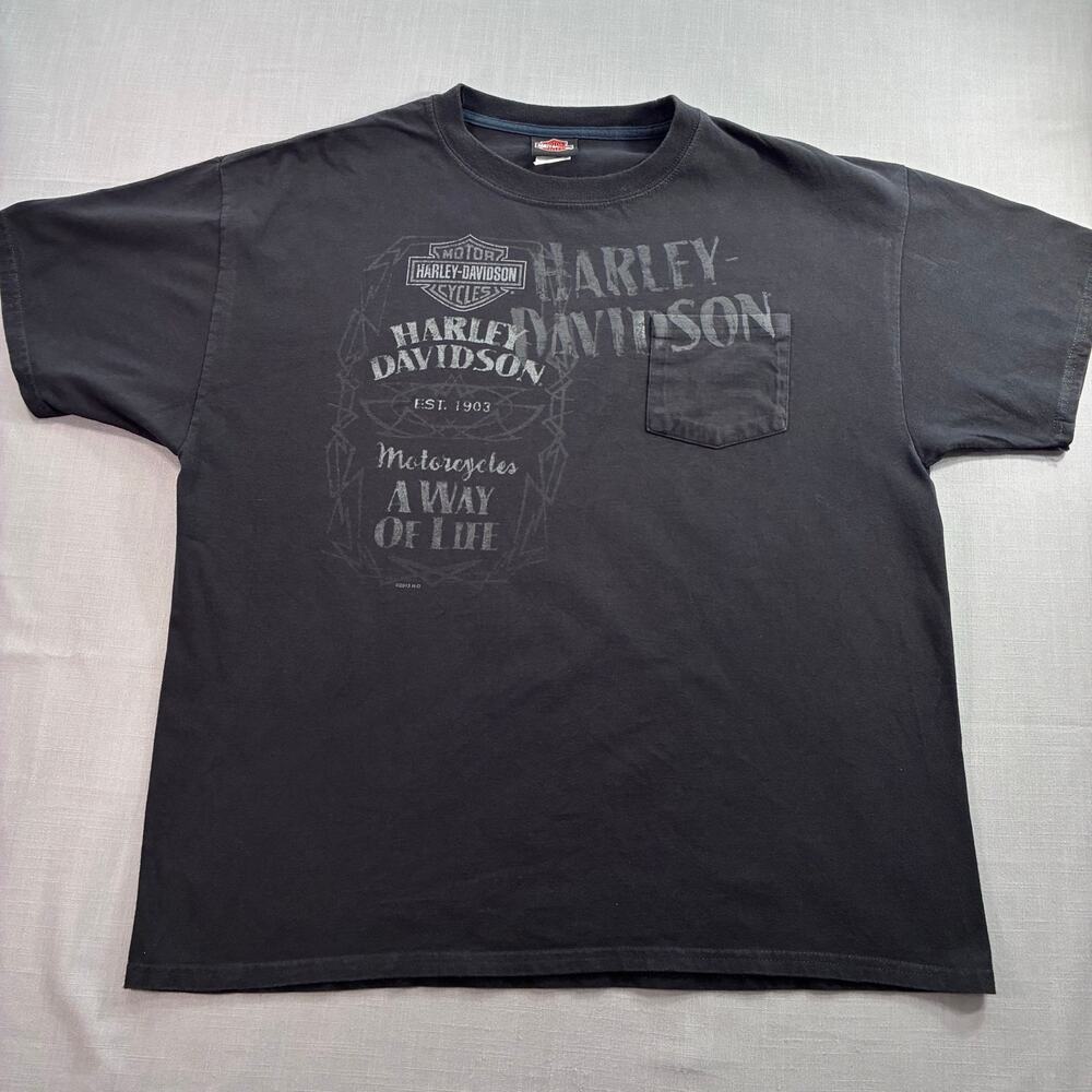 Harley Davidson Myrtle Beach SC Pocket T Shirt Mens XL Black Biker Tee